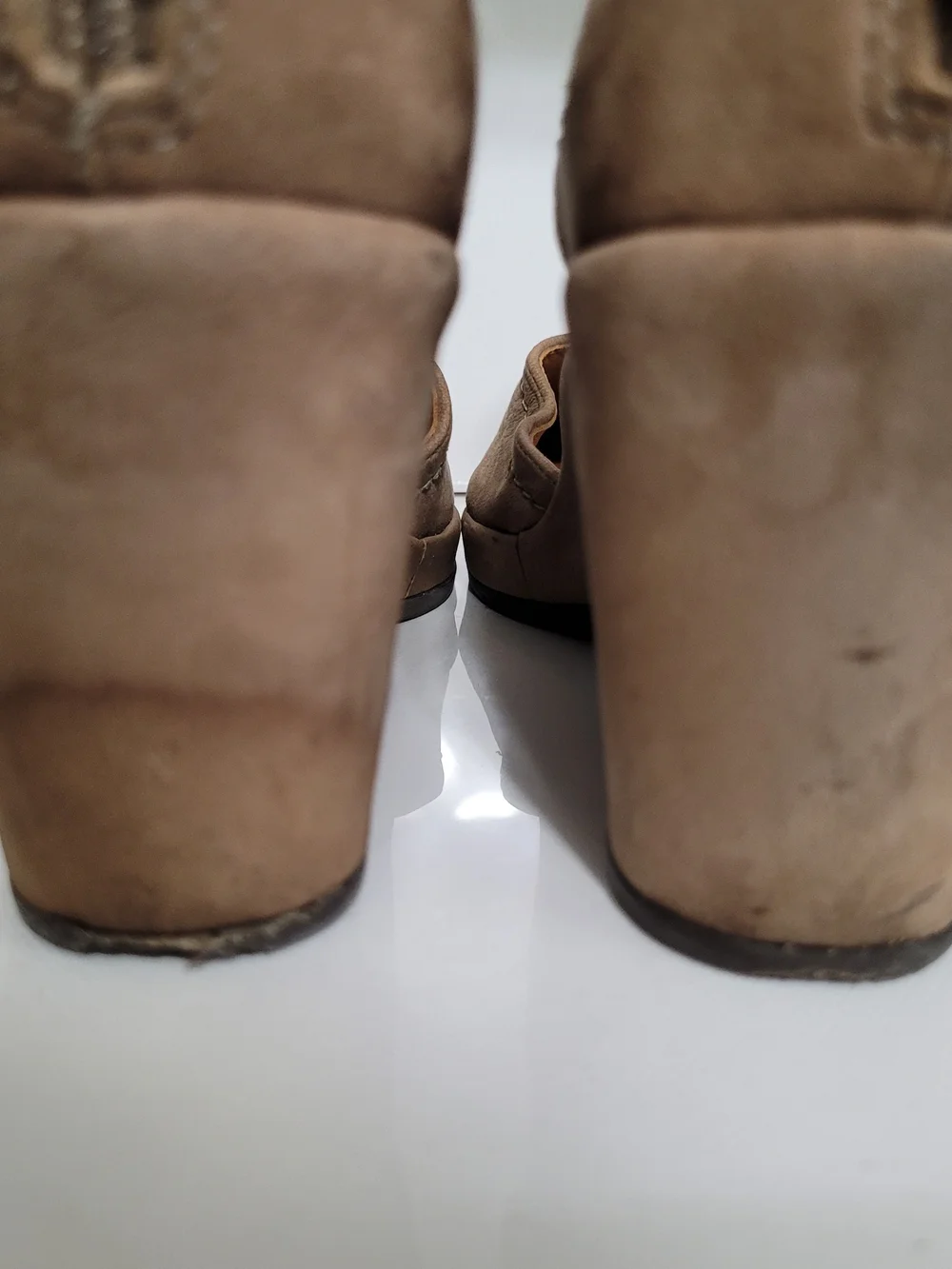 Nurture Taupe Faux Suede Wedge with Wide Elastic Ankle Strap